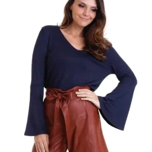 SHORTS DE COURO MARROM